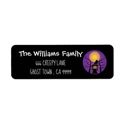Cute African American Witch - Halloween Labels (Voorkant)