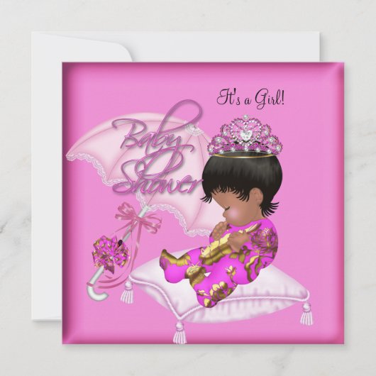 Cute African Baby shower Pink Gold Kaart (Voorkant)