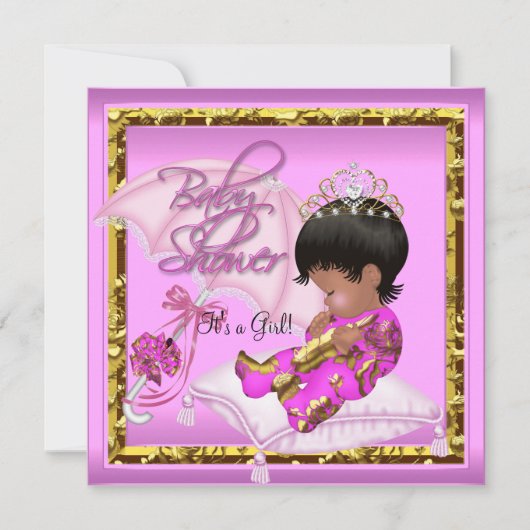 Cute African Baby shower Pink Gold Kaart (Voorkant)