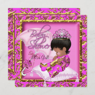 Cute African Baby shower Pink Gold Kaart