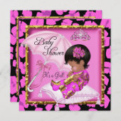 Cute African Baby shower Pink Leopard Kaart (Voorkant / Achterkant)