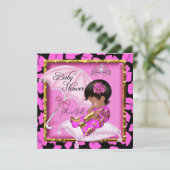 Cute African Baby shower Pink Leopard Kaart (Staand voorkant)