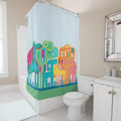 Cute African folk art stylized oerwoud animals Douchegordijn (In situ)