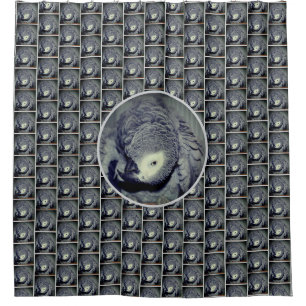 Cute African Gray Parrot Bird Douchegordijn