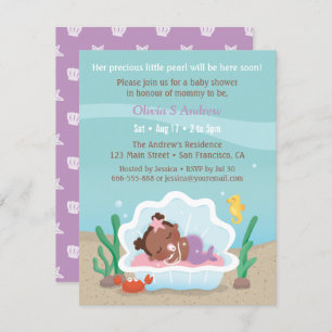Cute African Mermaid Baby Shower Invitations Kaart
