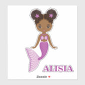 Cute African Mermaid Vinyl Sticker (Vel)