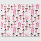 Cute African Pink Princess Wrapping Paper Cadeaupapier (Vlak)