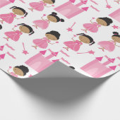 Cute African Pink Princess Wrapping Paper Cadeaupapier (Hoek)