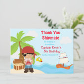 Cute African Pirate Boy Birthday Party Bedankkaart (Staand voorkant)