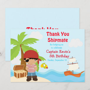 Cute African Pirate Boy Birthday Party Bedankkaart
