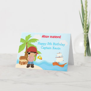 Cute African Pirate Boy Birthday Party Kaart