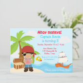 Cute African Pirate Boy Birthday Party Kaart (Staand voorkant)