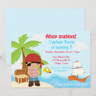 Cute African Pirate Boy Birthday Party Kaart