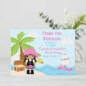 Cute African Pirate Girl Birthday Party Bedankkaart (Staand voorkant)