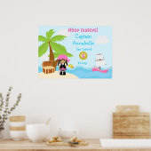 Cute African Pirate Girl Birthday Poster (Keuken)