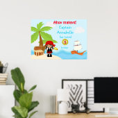Cute African Pirate Girl Birthday Poster (Thuiskantoor)