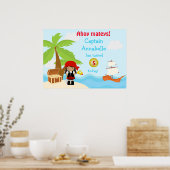 Cute African Pirate Girl Birthday Poster (Keuken)