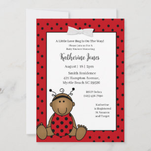 Cute African Red Ladybug Baby shower Kaart