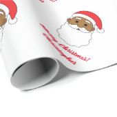 Cute African Santa Claus Merry Xmas White Cadeaupapier (Rol Hoek)
