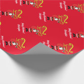 Cute African Santa Claus Xmas Sleigh Red Cadeaupapier (Hoek)