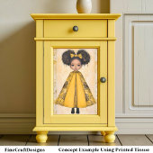 Cute Afro-Amerikaanse Pop, Gele AM8 Decoupage Tissuepapier