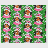Cute Afro Girl Kerstmis Cadeaupapier (Vlak)