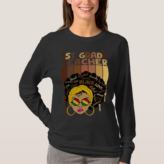 Cute Afro Smart women Black History Month 1st Grad T-shirt (Voorkant)