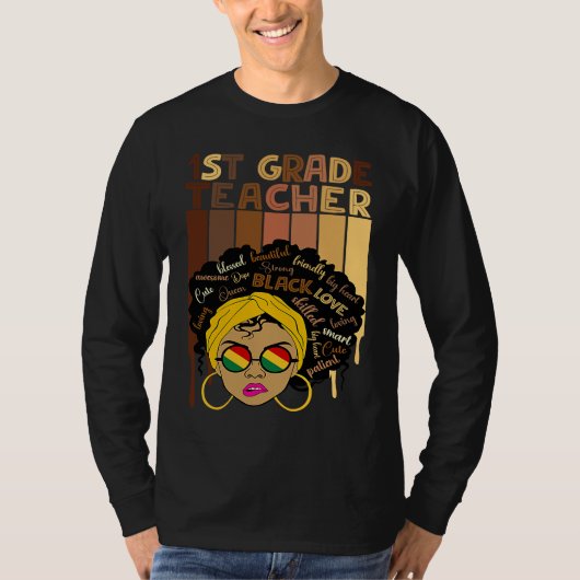 Cute Afro Smart women Black History Month 1st Grad T-shirt (Voorkant)