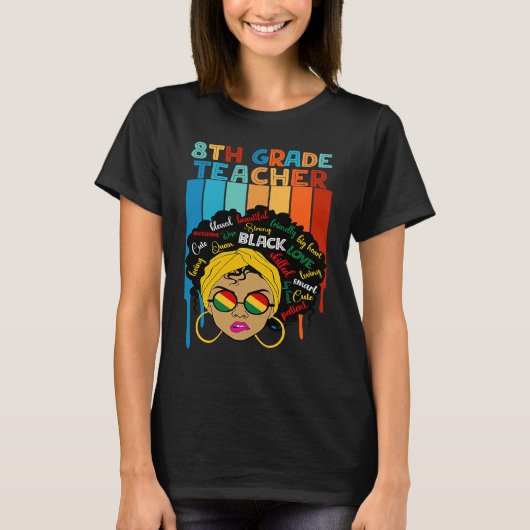 Cute Afro Smart women Black History Month 8th Grad T-shirt (Voorkant)