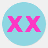 Cute afscheid X X op maat ronde stickers (Voorkant)