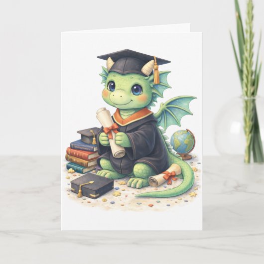 Cute Afstudeer Draak Wenskaart Kaart (Voorkant)