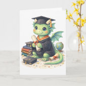 Cute Afstudeer Draak Wenskaart Kaart (Gele Bloem)