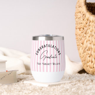 Cute Afstudeer Roze Streep Drank Tumbler
