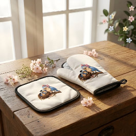 Cute Afstudeervogel Ovenwant en Pothouders & Pannenlap Set