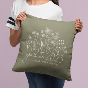 Cute Afstuderen Blooming Wildflower Modern Retro Kussen
