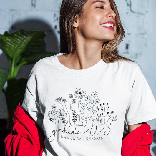 Cute Afstuderen Blooming Wildflower Modern Retro T-shirt
