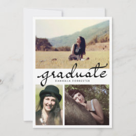 Cute Afstuderen Calligrafie Drie Foto's Kaart