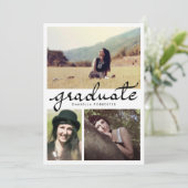 Cute Afstuderen Calligrafie Drie Foto's Kaart (Staand voorkant)