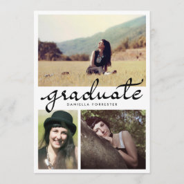 Cute Afstuderen Calligrafie Drie Foto's Kaart