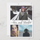 Cute Afstuderen Love and Bedankt Script Three Phot Kaart (Voorkant)