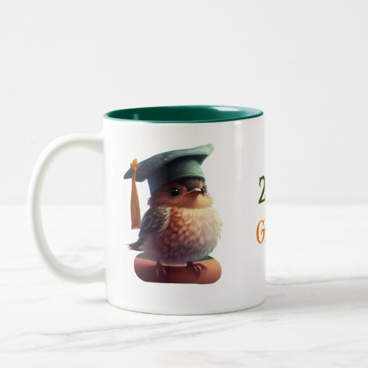 Cute Afstuderen Owl Personalized Tweekleurige Koffiemok (Links)