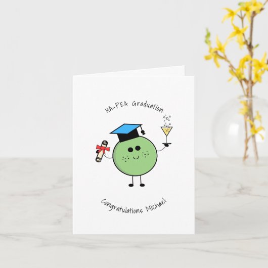 Cute Afstuderen Pea Kaart (Gele Bloem)