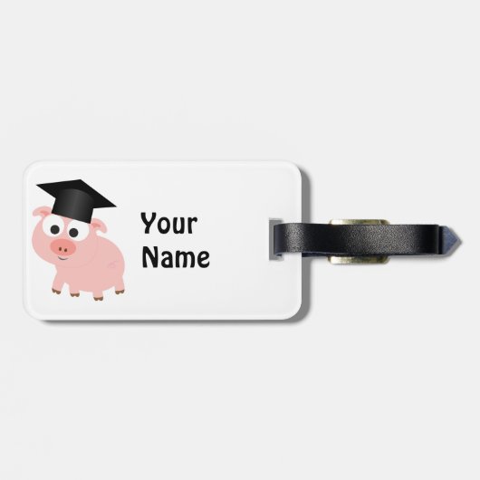 Cute Afstuderen Pig Bagagelabel (Achterkant horizontaal)
