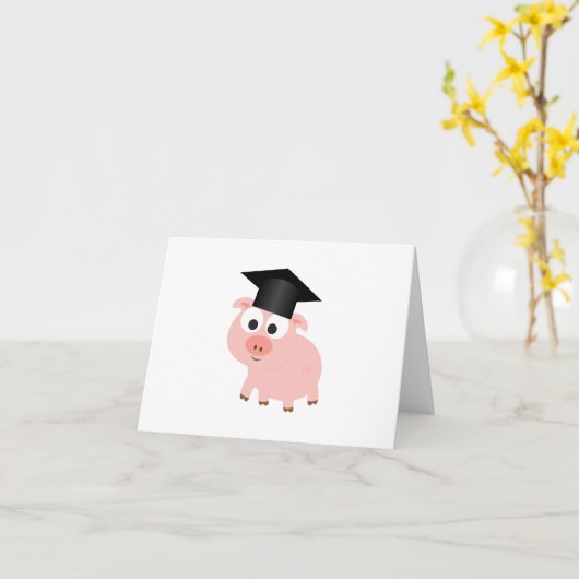 Cute Afstuderen Pig Kaart (Gele Bloem)