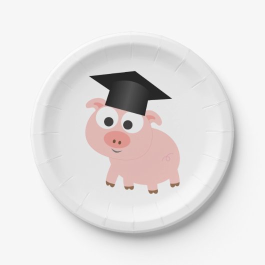 Cute Afstuderen Pig Papieren Bordje (Voorkant)