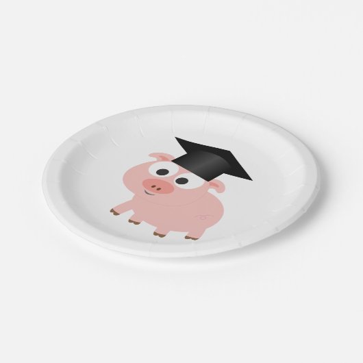 Cute Afstuderen Pig Papieren Bordje (Gekanteld)
