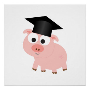 Cute Afstuderen Pig Poster