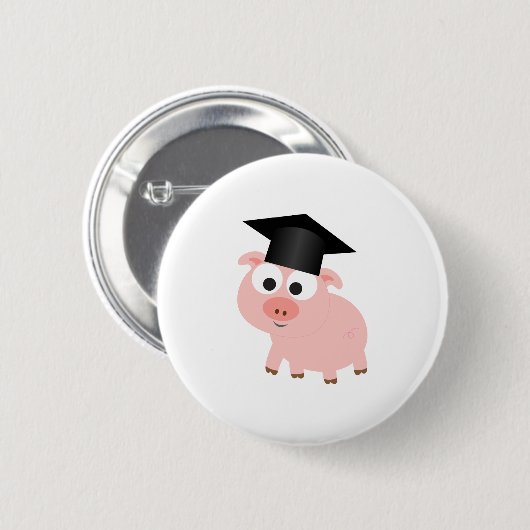 Cute Afstuderen Pig Ronde Button 5,7 Cm (Voorkant /achterkant)