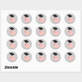 Cute Afstuderen Pig Ronde Sticker (Vel)