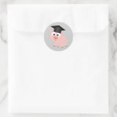 Cute Afstuderen Pig Ronde Sticker (Tas)